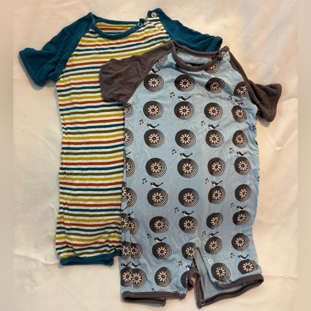 2 Outfit Bundle - Kickee Pants Boys 12-18M Rompers